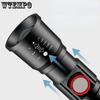 Фонарик XHP60 с зумом, индикатором мощности, USB-зарядкой, водонепроницаемый, с сильным светом, фонарик сзади