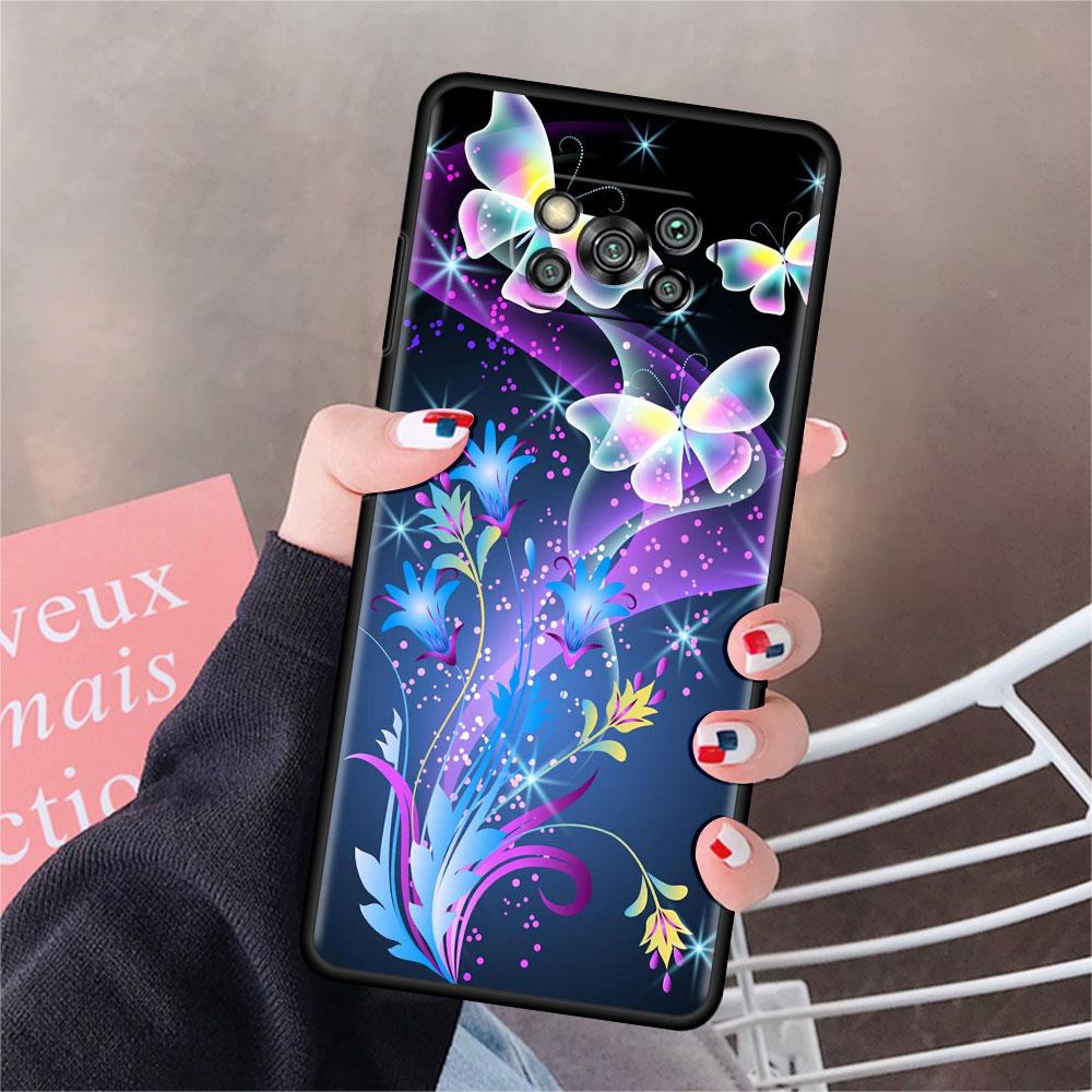 Чехол для Xiaomi Mi Poco X3 NFC X4 Pro F3 F4 GT M4 M3 F1 C40 11 Lite 11T Мягкий силиконовый чехол для телефона с изображением бриллиантового цветка и бабочки