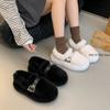 Fashion 2024 Women Flats Slip-on Winter Warm Loafers Real Mink Fur Plush Lady Driving Shoes Platform Moccasins Crystal Mary Jane Shoes