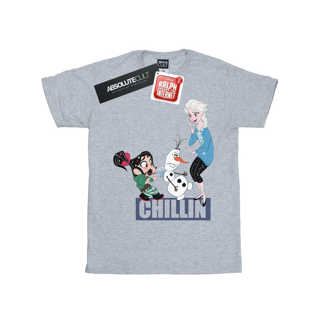 Disney Womens/Ladies Wreck It Ralph Elsa And Vanellope Cotton Boyfriend T-Shirt