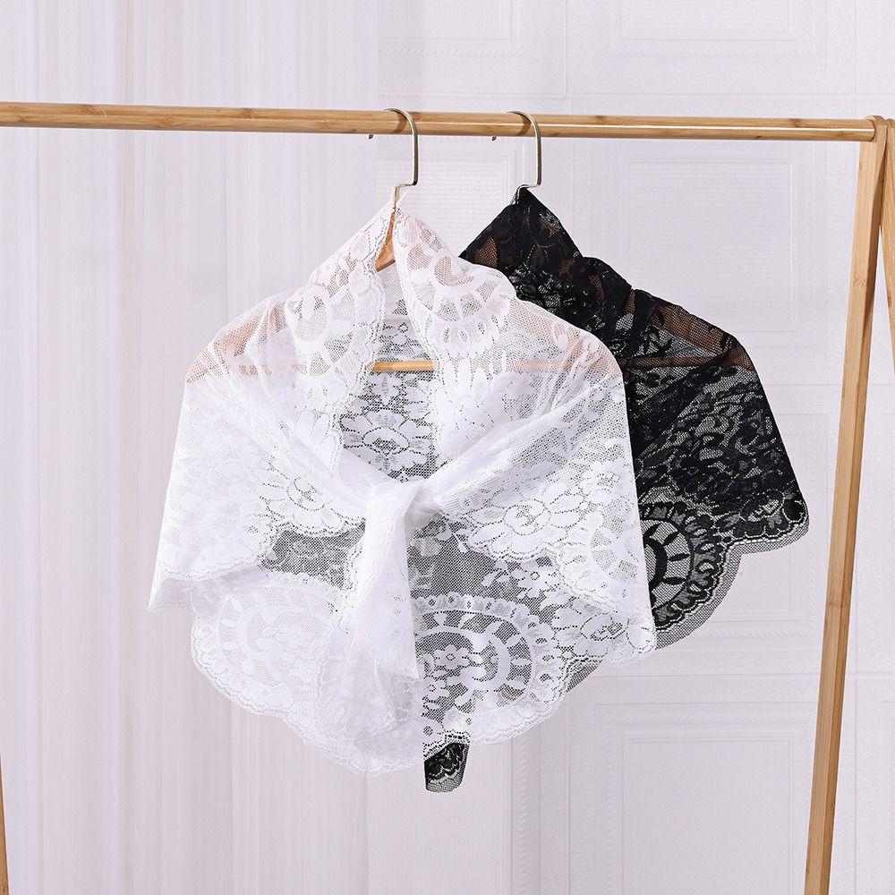 Fashion Vintage Lace Flower Shawl Thin Cute Hair Scarf Chic Style Bohemian Triangle Head Scarf Pastoral Style