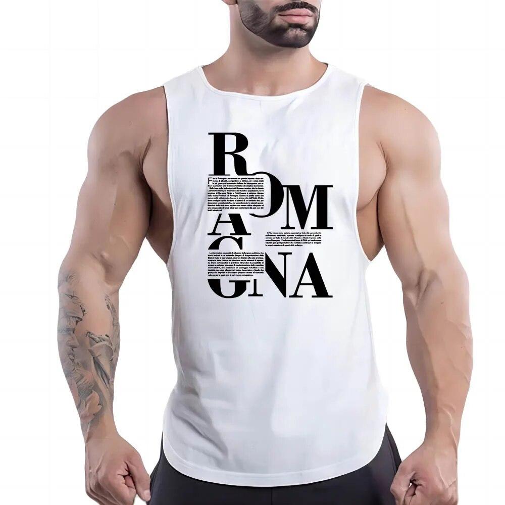 Men'S Clothing Fashion Casual Street Sleeveless Vest Crewneck Comfortable Breathable English Letter Printed Quick-Drying Top