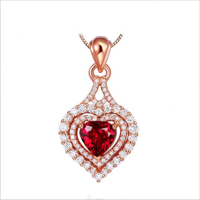 Trendy Zircon Blue Heart Pendant Necklace Girls Choker Accessories Charm Silver 925 Women Box Chain Rose Gold Necklace Female