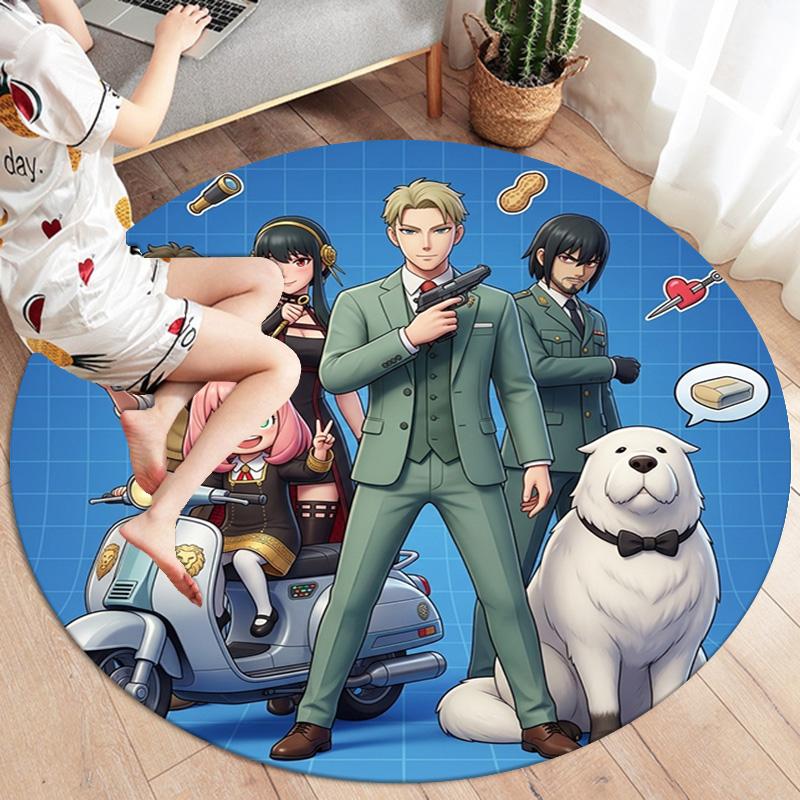 Ковер круглый Spy Family Ковер для гостиной, спальни, дивана, игровой комнаты Декор Нескользящий коврик для пола