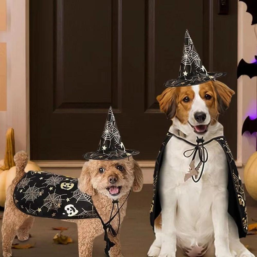 Тыква Хэллоуин Собака Плащ Шляпа Регулируемый Кошки Косплей Одежда Смешная Хэллоуинская Одежда для Питомцев Вечеринка