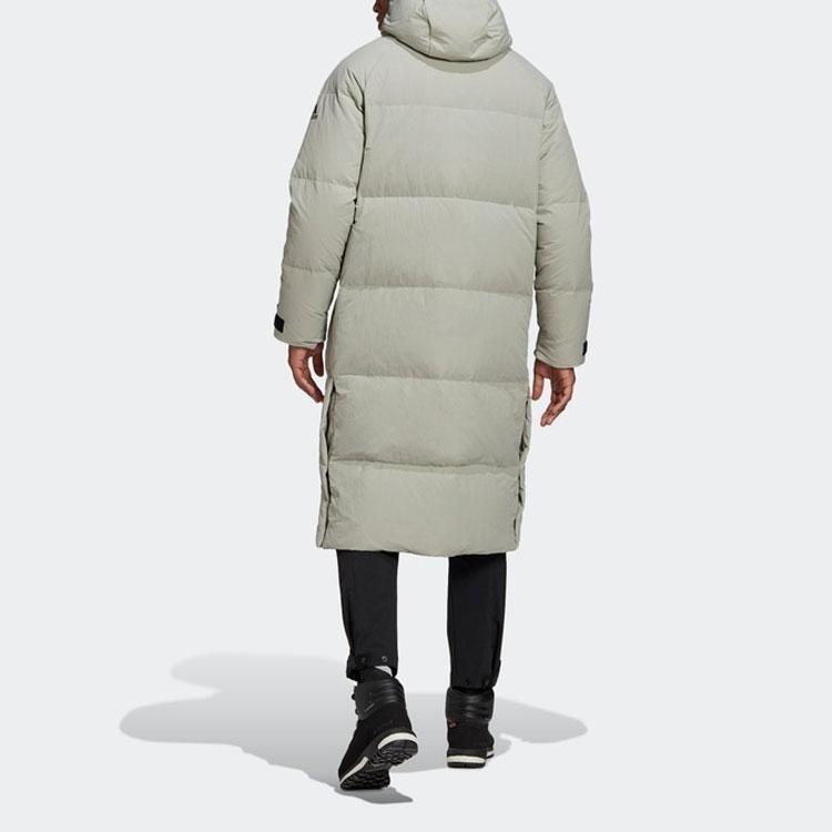 Adidas Сплошной цвет на молнии с капюшоном, пуховик, мужская верхняя одежда, серый FT2489