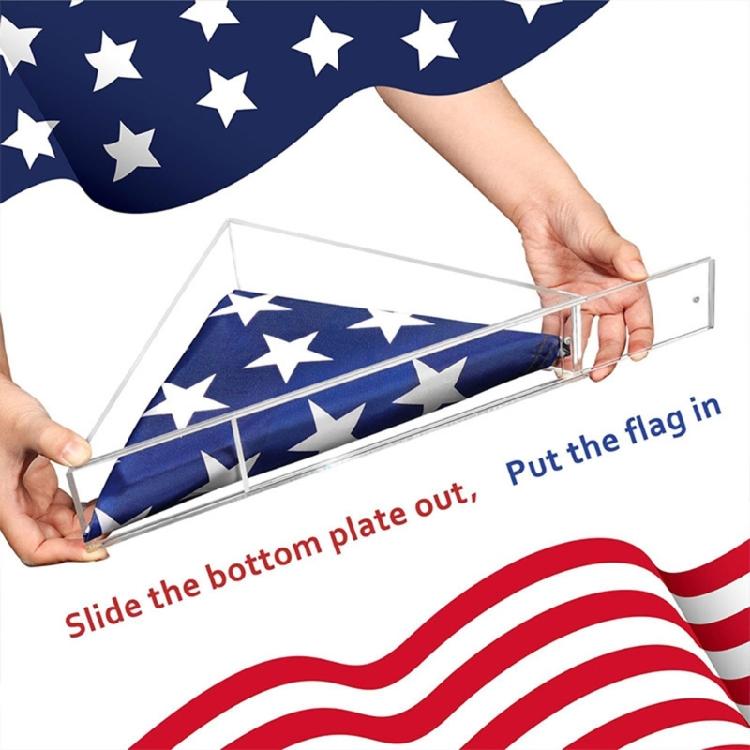 Flag Holder with Cover Transparent Flag Display Case Triangle Flag Container
