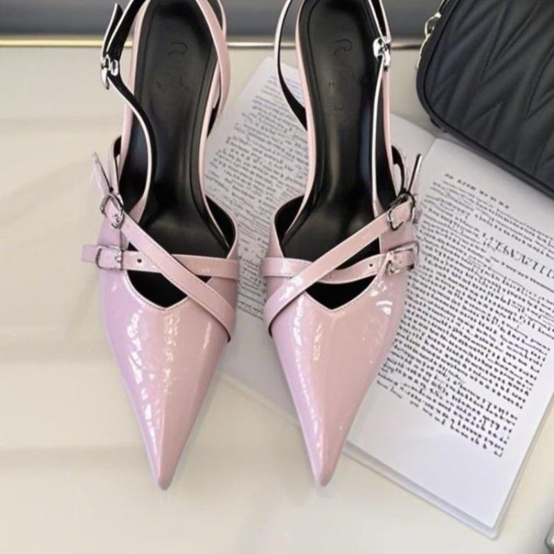 Low Sandals Woman Leather Open Shoes Heel Suit Female Beige Low-heeled Stiletto Spring Closed Retro 2026 Comfort High