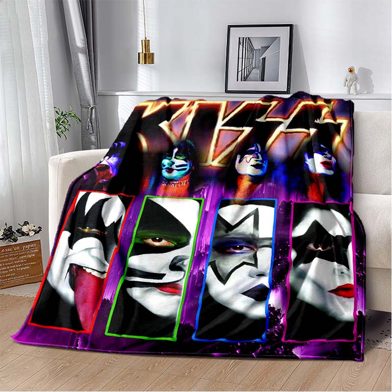 Плед с узором группы KISS Легкий плед для гостиной, спальни, детской комнаты Теплый плед Рождественский подарок
