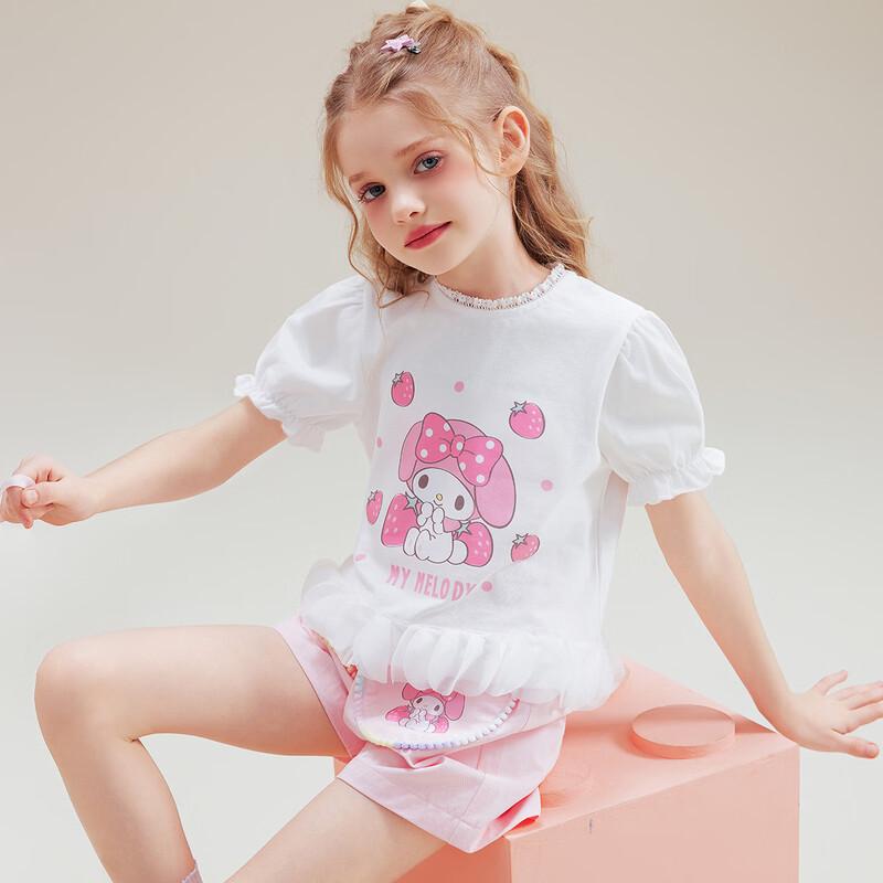 Hello Kitty Летний комплект из футболки и шорт с мультяшным принтом Melody для девочек