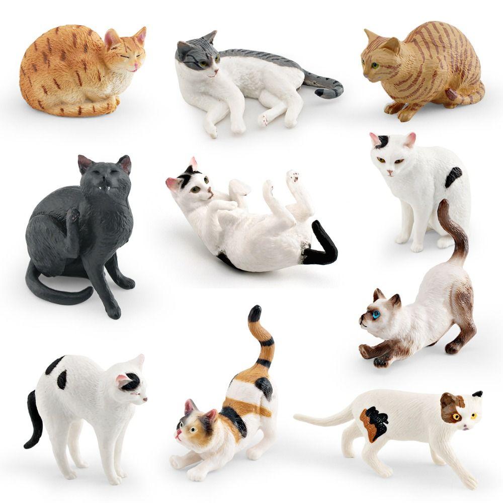 PVC Cat Figures Statue 9 Colors Mini Model Desktop Toys Kawaii Cat Doll Ornaments  Home Decoration