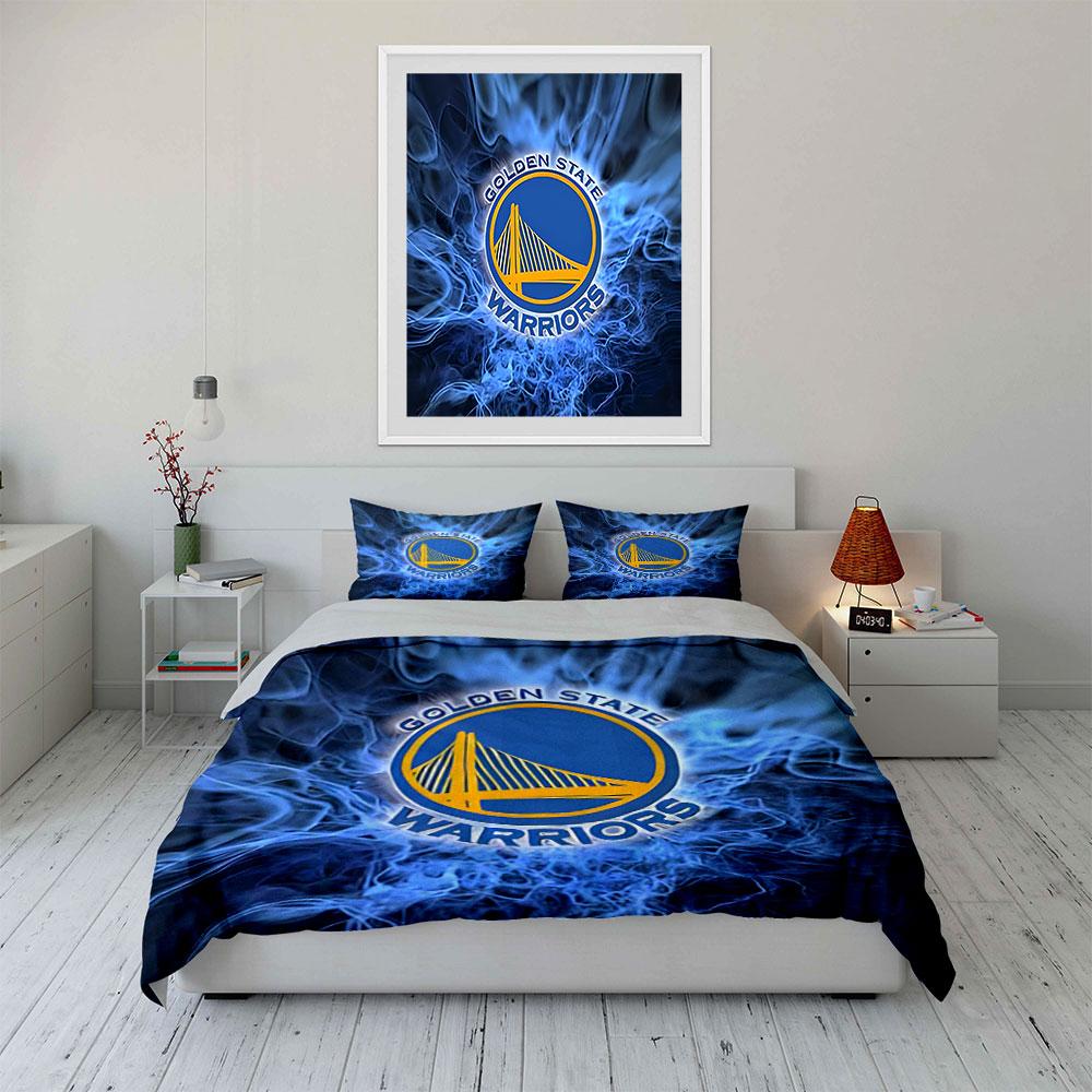 Постельное белье с логотипом Golden State Warriors Комплект пододеяльника Наволочки (1*Пододеяльник 2*Наволочки, без одеяла)