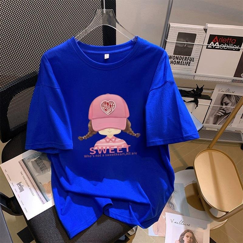 Футболка из чистого хлопка белого цвета с короткими рукавами для женщин на лето, новый большой размер, свободный дизайн, тонкий топ с короткими рукавами и принтом