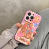 Ins Oil Painting Graffiti Bear Rabbit Case For Iphone 13 11 14 12 Pro Max 14 Plus Soft Imd Water Ripple Back Cover