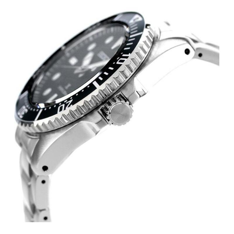 Seiko Prospex модные 200 метров водонепроницаемые солнечные Кварцевые Стальной ремешок мужские часы черный циферблат SBDJ063