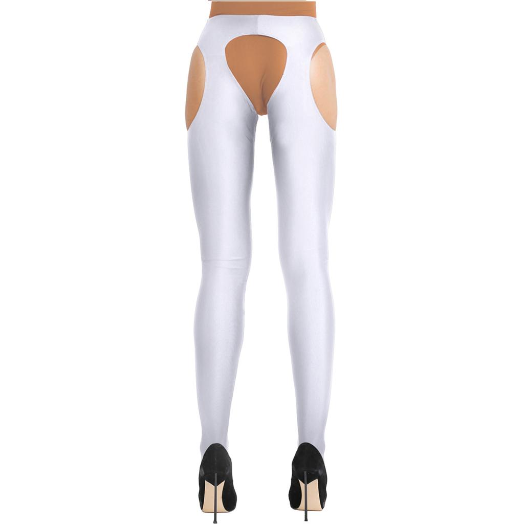 Женские сексуальные колготки без вырезов, бесшовные полые колготки с открытой промежностью, блестящие шелковые чулки