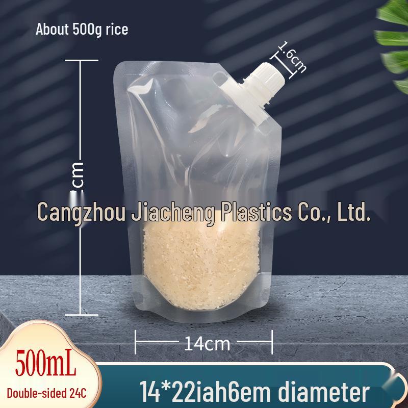 Large Transparent Spout Pouch for Grain Storage and Easy Portioning