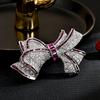 SUYU Women's Light Luxury Design Elegant Inlaid Zircon Bow Brooch Fashionable And Versatile Niche Design Brooch