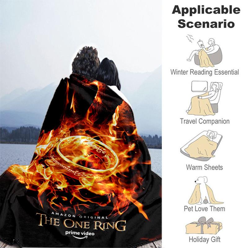 1pc The One Ring Fire Amazon Prime Video Cartoon Blanket,Portable Throw for Travel & Camping, All Season Cozy Blanket,Ideal Gift