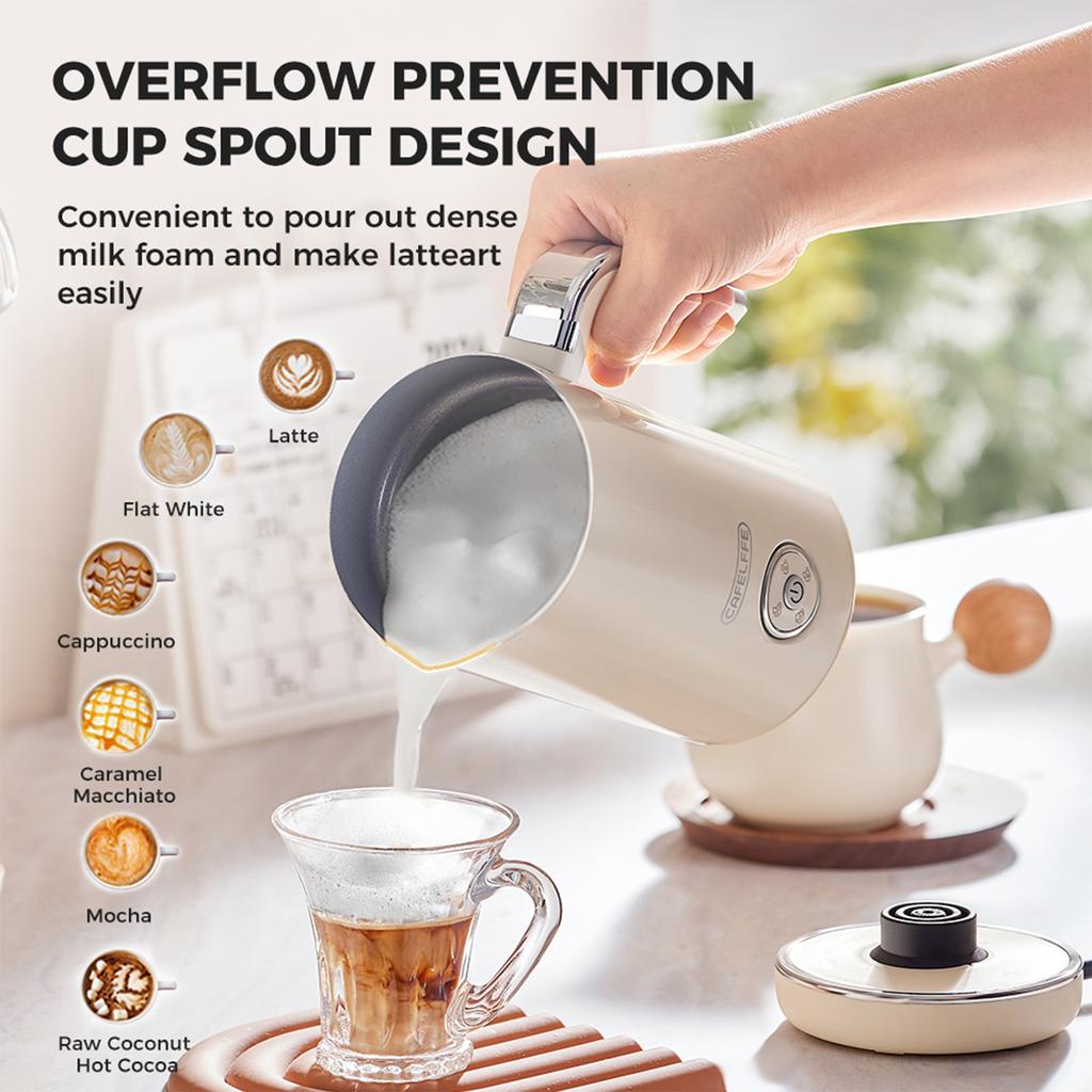 4-in-1 Electric Milk Frother One Click Operation Cold Hot and Heating Brew Auto Shut Off Double