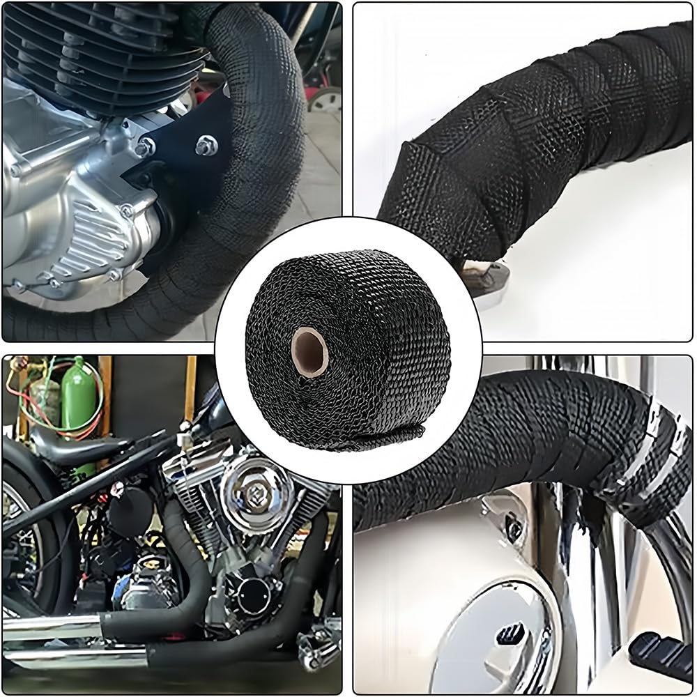 DERCHIA Термостойкая ткань глушителя Vantage Motorcycle Стекловолокно Высокотемпературная выхлопная лента Выпускной коллектор Выхлопной ремень Защитный