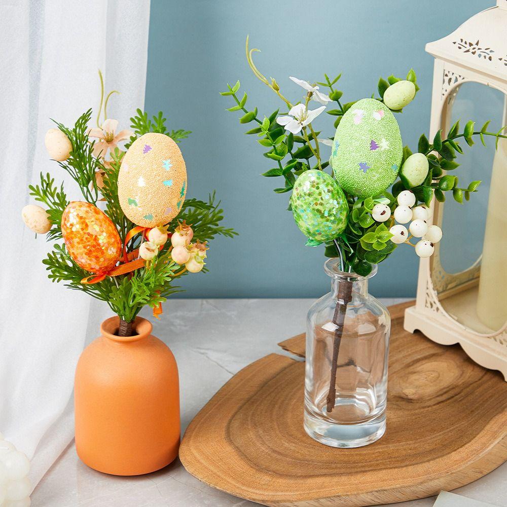 Artificial Eggs Tree Branch Colorful Painting Foam Egg Creative Fake Plant Festival Party