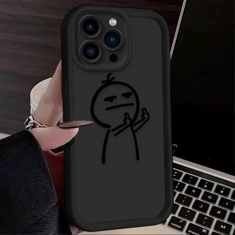 Мультяшный забавный жест презрения Чехол для телефона iPhone 16 15 14 13 12 11 Pro Max XS Max XR 7 8 Plus Ударопрочный силиконовый задний чехол