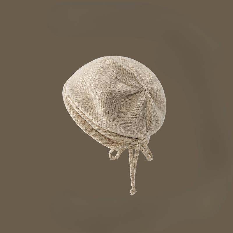 Японская простая вязаная шапка с завязками для мужчин и женщин, модная осенне-зимняя шапка Баотоу, универсальная теплая шапка Баотоу