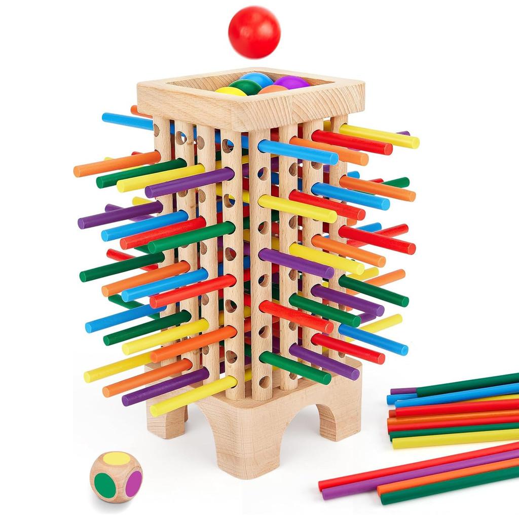 Wooden Montessori Puzzle Board Game With 42 Colorful Sticks For Kids Educational Play