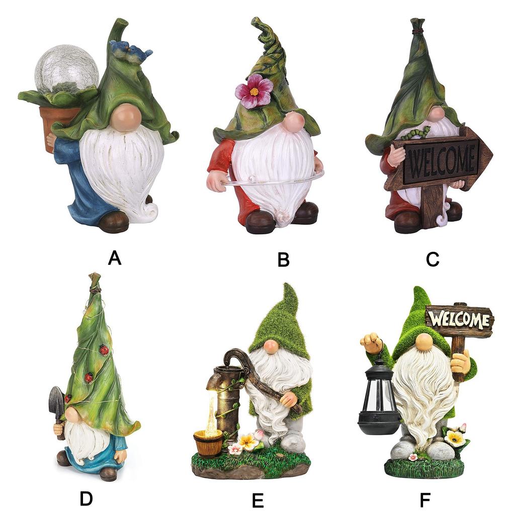 Новая смоланая милая статуя садового гнома, скульптуры, солнечные светодиодные фонари, украшение для наружного садового орнамента