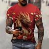 Мужская футболка, модная футболка с 3d принтом китайского дракона, уличная одежда с короткими рукавами и животным узором, летние повседневные мужские футболки