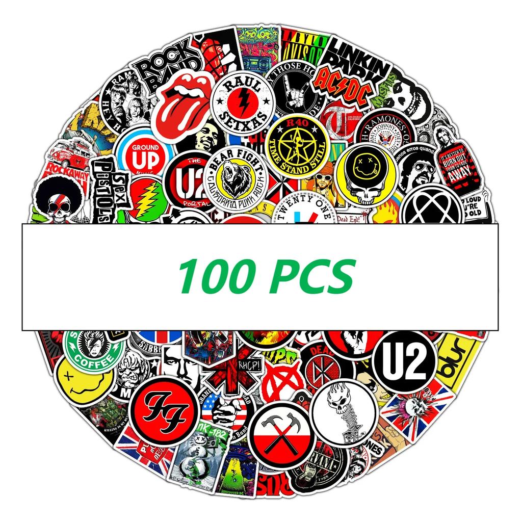Non-Toxic Rock Band Music Stickers Aesthetic For Ipad Phone Guitar Motorcycle Skateboard Luggage Cup - Fashion Art Decal Collection
