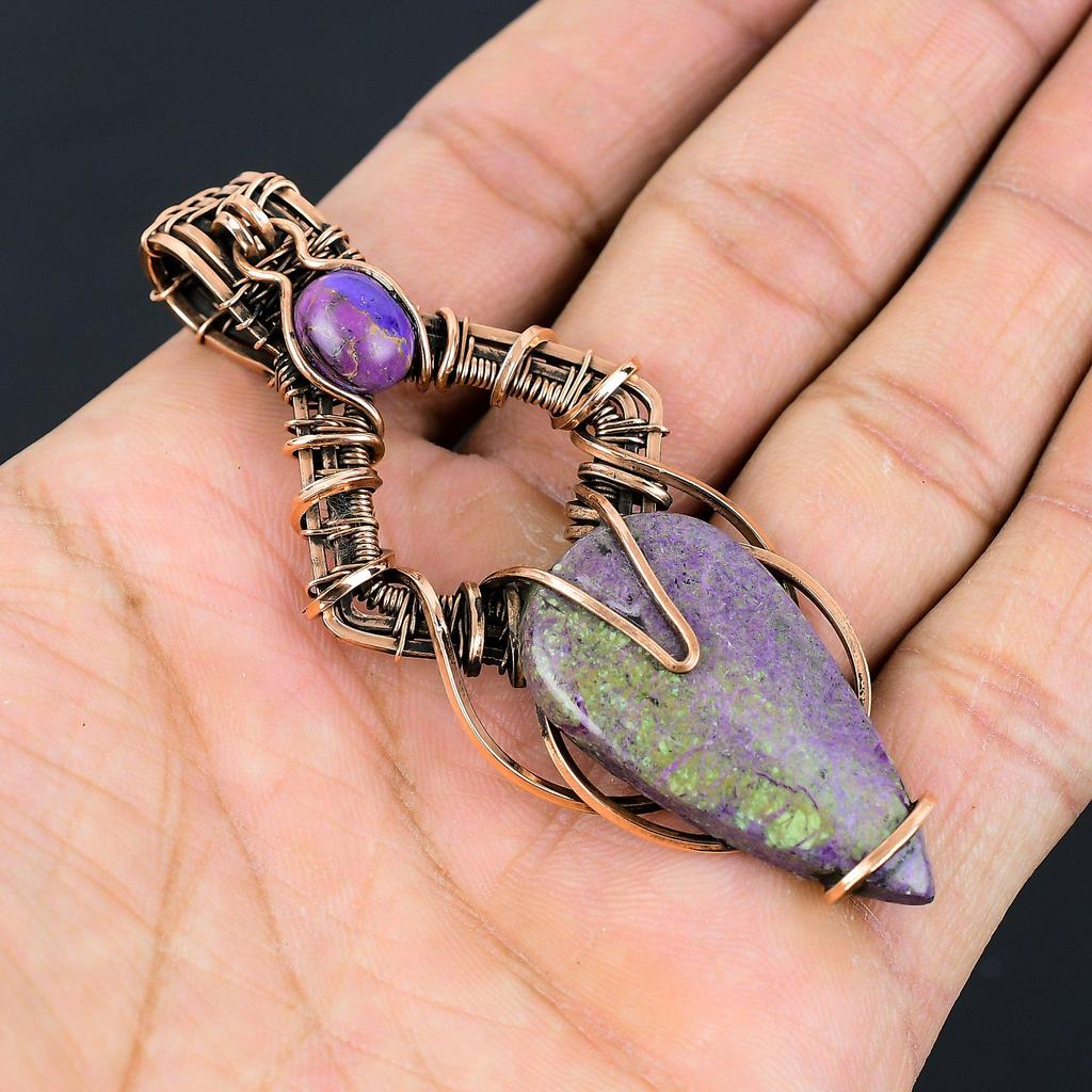 Ювелирные изделия шкентеля чистой медной проволоки Purpurite Gemstone обернутые Handmade для подарка