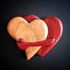 Wooden Heart Ornament Handmade Hugging Love Hearts Romantic Heart Ornament Couple Keepsake Gift for Wedding Anniversary Valentine's Day