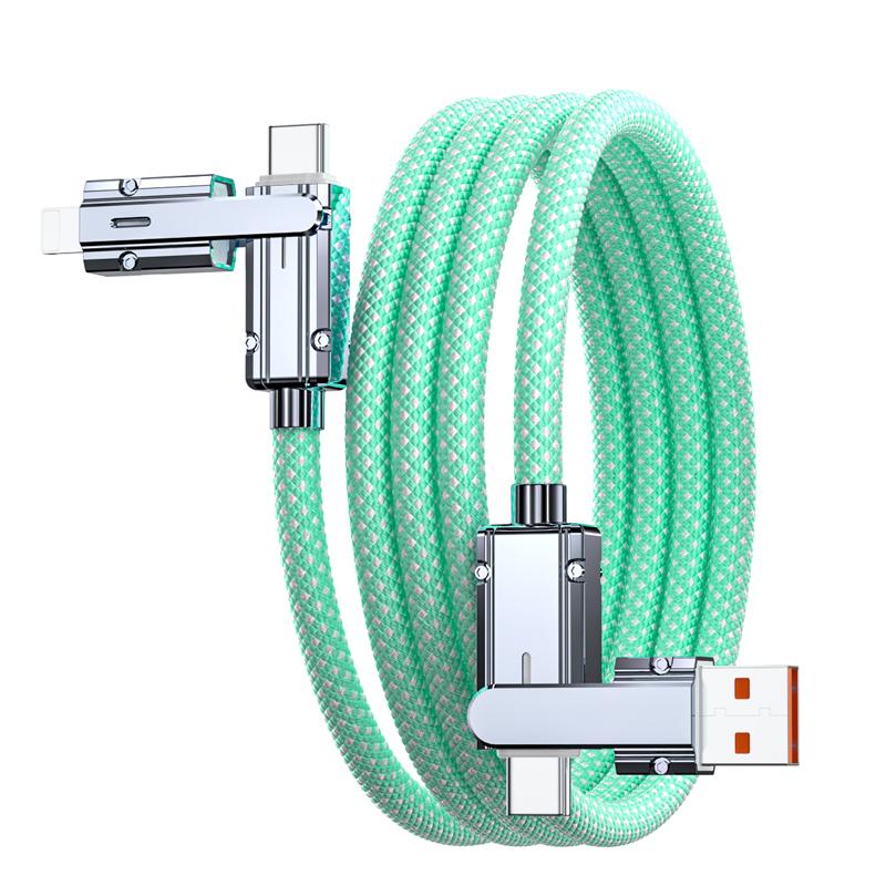 Новый 100 Вт 2 в 2 оплетке PD быстрый USB-кабель для Huawei/Honor выдвижной портативный 4 в 1 зарядный кабель Micro USB Type C для iPhone Samsung