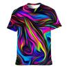 Summer Round Neck 3D Colorful Neon Abstract Printed Top Fashionable Casual Short Sleeved Children's Boy T-shirts