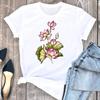 (Asian Size) Tee Top Women Flower Lovely Trend Style 90s Trend Cute Clothing Print Fashion T Shirt Woman Female Short Sleeve Graphic T-shirts