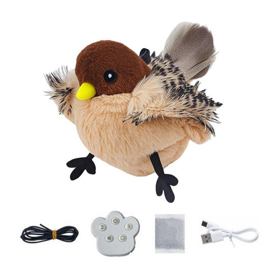 Игрушка для кошек «хлопающая птица», перезаряжаемая интерактивная плюшевая птица с дистанционным управлением, автоматическая хлопающая и щебечущая игрушка для кошек с кошачьей мятой для домашних кошек