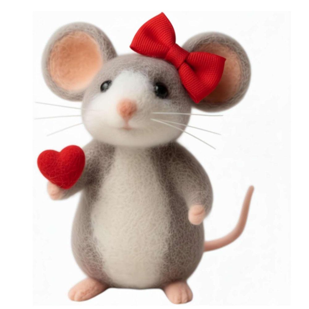 Рукоделие Валяние из шерсти Игла для валяния Мышь из войлока Ручная работа Фигурка Подарки Коллекционная мышь Милая мышь Животное-мышь Фигурка