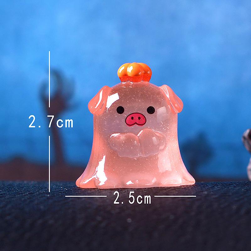 Luminous Rabbit Dragon Ornament Cartoon Frog Pig Figurine Ghost Doll Micro Landscape Christmas Decor Dollhouse Miniature Toy