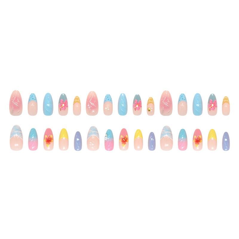 Three-dimensional polka dot French blush line pearl flower shell ins wind removable nail art piece 30 pieces