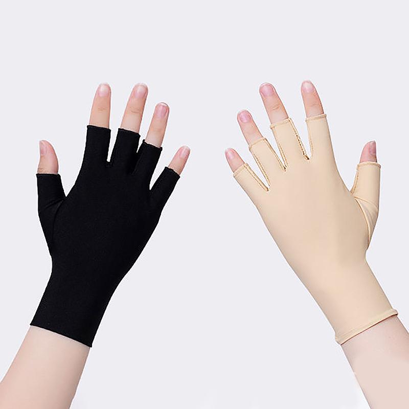 Summer Ice Silk Half Fingers Gloves Women Breathable Thin Fingerless Gloves