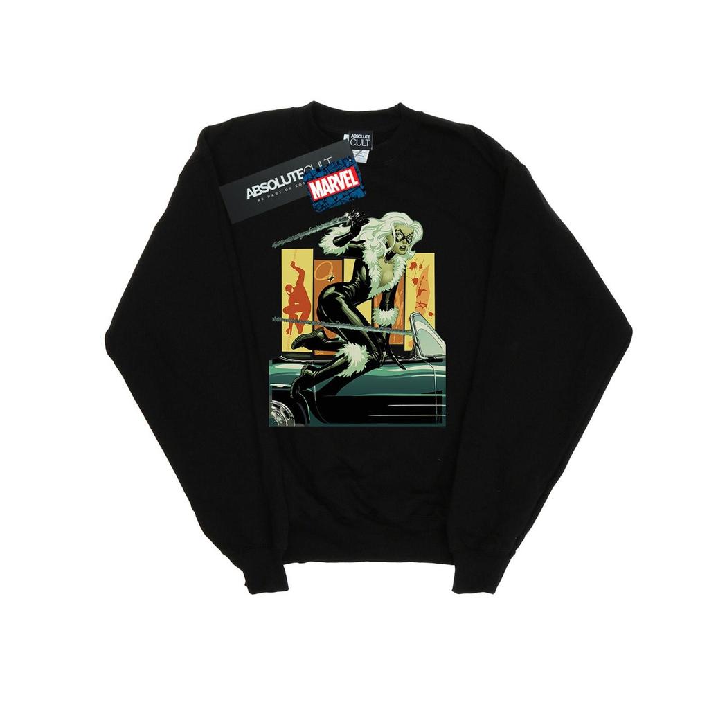 Marvel Mens Black Cat Car Sweatshirt