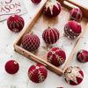 NUCHI 8CM Red Flocked Painted Christmas Ball DIY Tree Decorations