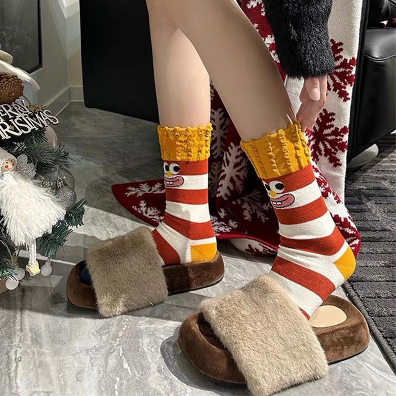 Креативные забавные милые радужные носки с картофелем фри, носки средней длины, ворсовые носки, женские носки, хлопковые носки