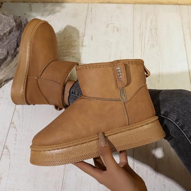 Winter New Women's Plush Warm Walking Snow Boots 2024 Hot Sale New Suede Design Classic Thick Sole Casual Slip-on Ankle Boots