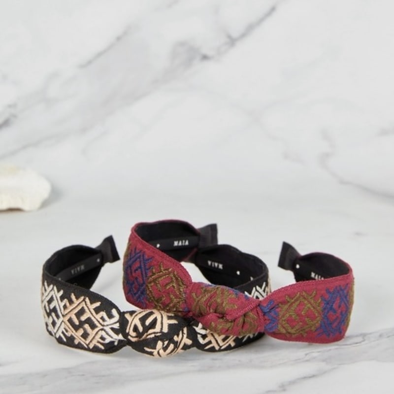 Жаккардовая повязка для волос MAIA с узором - Винный