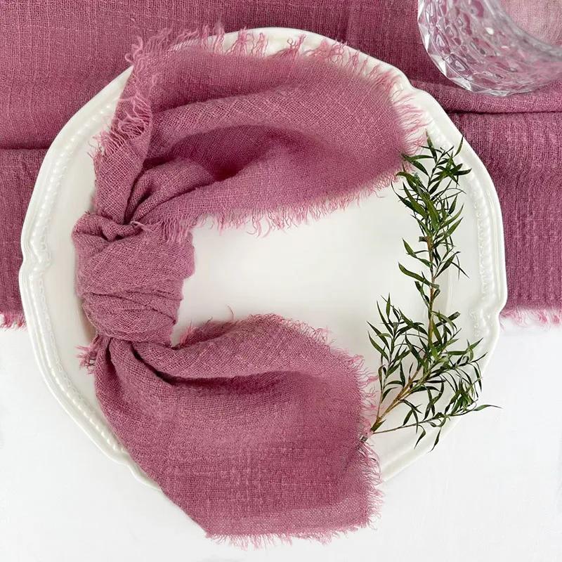 24 шт. салфетки ручной работы из ткани с бахромой 12,5x12,5 дюймов, многоразовые мягкие деревенские хлопковые салфетки для ужина на свадьбу