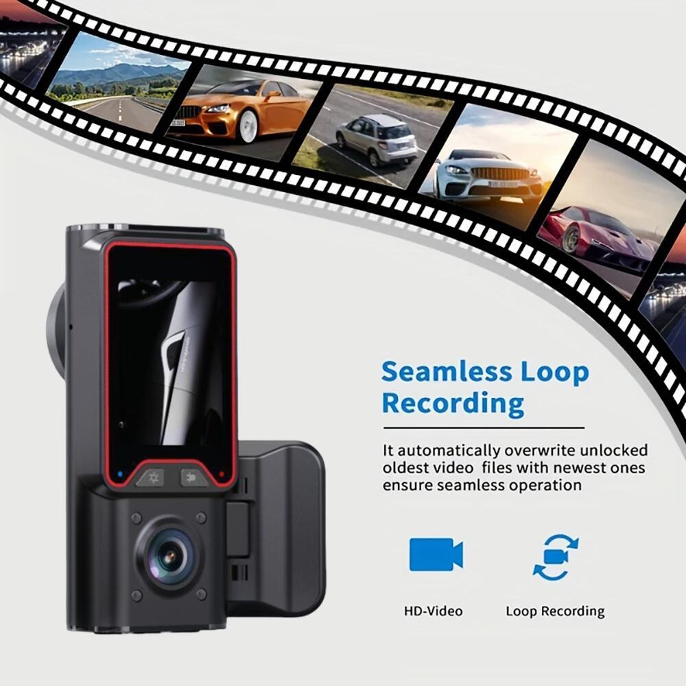 2''IPS Dash Cam 3way Driving Recorder Reversing Image Night Vision Fill-In Light HD 1080P Wide-Angle Dvr Car Charge Black Box