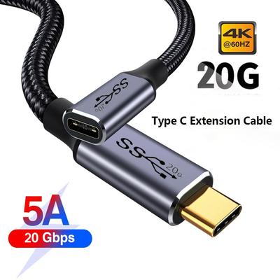 USB 3.2 Type C Удлинительный кабель USB C на Type-c Штекер-Вилка Удлинитель Кабель данных 4K PD100W Быстрая зарядка USB-C Зарядный шнур Провод